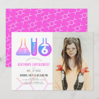 Wetenschapsexperiment Neon Pink Girl Foto Birthday