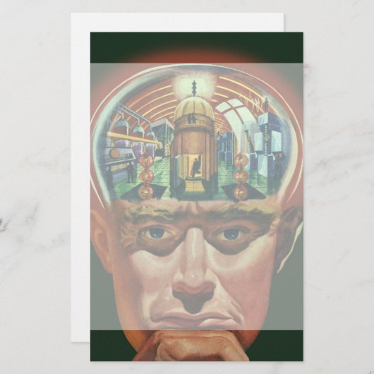  Wetenschapsfiche, Alien Brain in Laboratory (Voorkant / Achterkant)