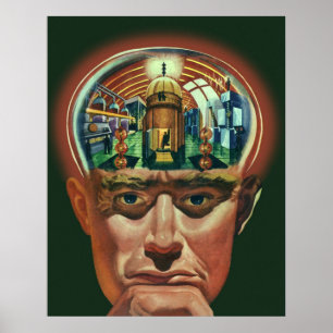 Wetenschapsfiche, Alien Brain in Laboratory Poster