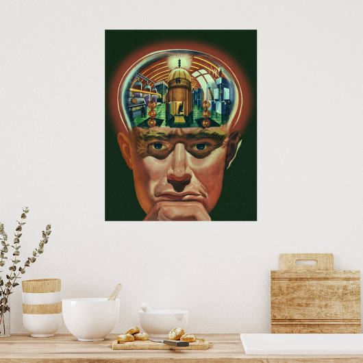 Wetenschapsfiche, Alien Brain in Laboratory Poster (Keuken)