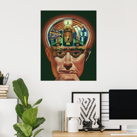 Wetenschapsfiche, Alien Brain in Laboratory Poster (Thuiskantoor)