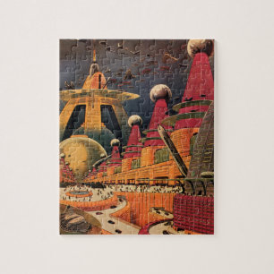  wetenschapsfiche Futuristic City Flying Car Legpuzzel