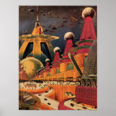  wetenschapsfiche Futuristic City Flying Car Poster (Voorkant)