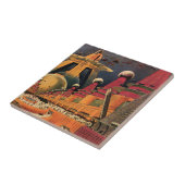 wetenschapsfiche Futuristic City Flying Car Tegeltje (Zijkant)