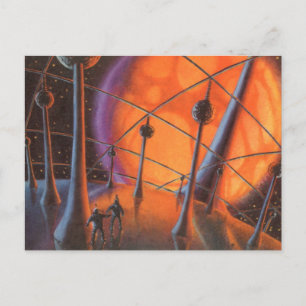  Wetenschapsfiche, Oranje zon en buitenaardse weze Briefkaart