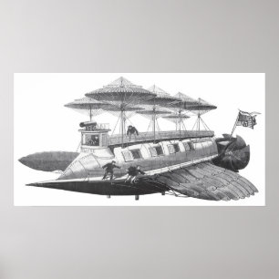 wetenschapsfiche Steampunk Airship Eclipse Poster