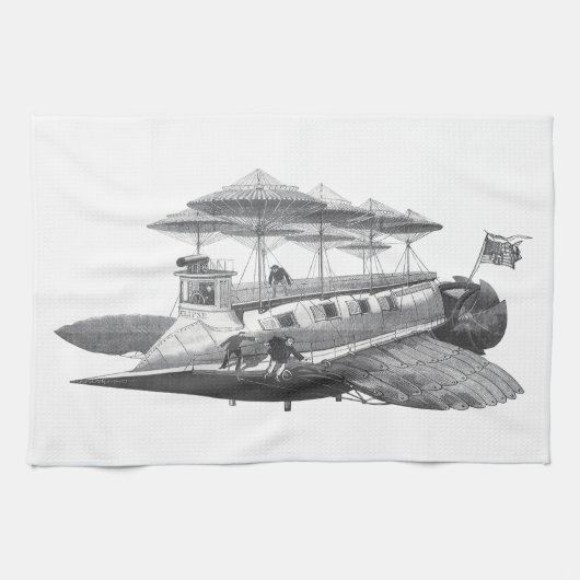  wetenschapsfiche Steampunk Airship Eclipse Theedoek (Horizontaal)