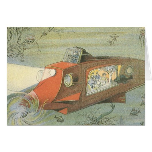  Wetenschapsfiche Steampunk-onderzeeër in Zee (Voorkant Horizontaal)