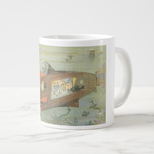  Wetenschapsfiche Steampunk-onderzeeër in Zee Extra Grote Mok (Voorkant rechts)