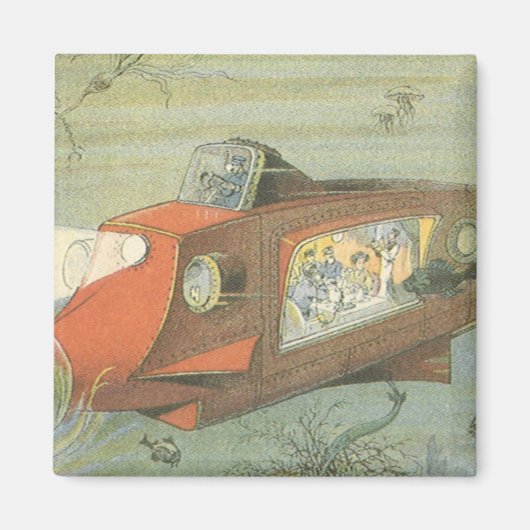 Wetenschapsfiche Steampunk-onderzeeër in Zee Magneet (Voorkant)