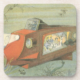  Wetenschapsfiche Steampunk-onderzeeër in Zee Onderzetter