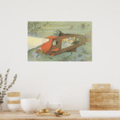  Wetenschapsfiche Steampunk-onderzeeër in Zee Poster (Keuken)