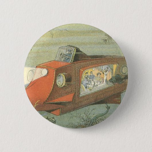 Wetenschapsfiche Steampunk-onderzeeër in Zee Ronde Button 5,7 Cm (Voorkant)