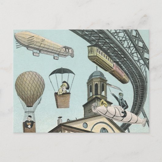  Wetenschapsfiche, Victoriaans Steam Punk Stad Briefkaart (Voorkant)