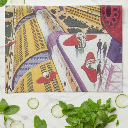  Wetenschapsfilm, Futuristic New York City Theedoek (Gevouwen)