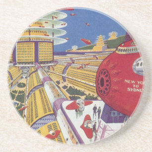  Wetenschapsfilm, Futuristic New York City Zandsteen Onderzetter