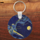 Wetenschapsfilm, Sci Fi Alien op Spacewalk Sleutelhanger (Voorkant)