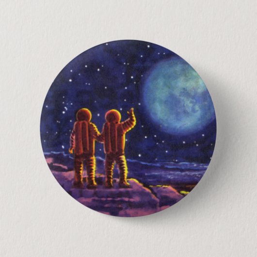  Wetenschapsfilm, Sci Fi Astronauts op maan Ronde Button 5,7 Cm (Voorkant)