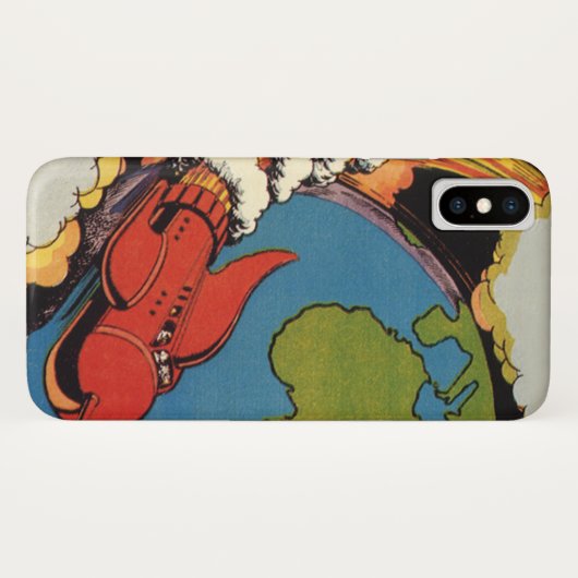  Wetenschapsfilm, Sci Fi Rocket over Aarde Case-Mate iPhone Case (Achterkant (horizontaal))
