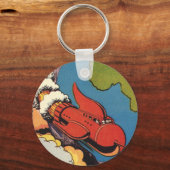  Wetenschapsfilm, Sci Fi Rocket over Aarde Sleutelhanger (Voorkant)