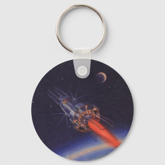 Wetenschapsfilm, Sci Fi Rocket over Aarde Sleutelhanger (Voorkant)