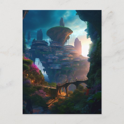 Wetenschapsgebied Stadslandschap Sci Fi Briefkaart (Voorkant)