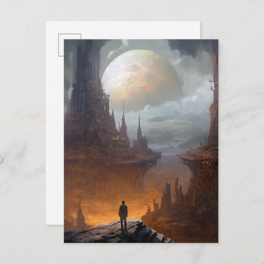 Wetenschapsgebied Stadslandschap Sci Fi Briefkaart (Voorkant / Achterkant)