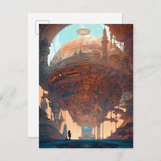 Wetenschapsgebied Stadslandschap Sci Fi Briefkaart (Voorkant / Achterkant)