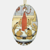 wetenschapskerij, laboratoriumwetenschappers eten keramisch ornament (Links)