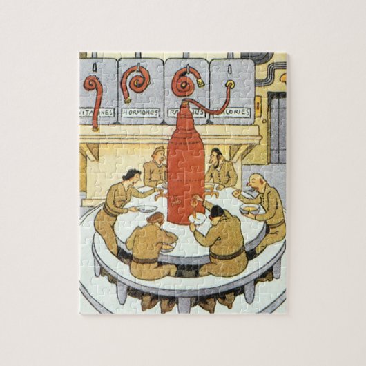 wetenschapskerij, laboratoriumwetenschappers eten legpuzzel (Verticaal)