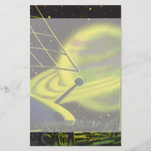  wetenschapsketen Neon Green Planet w Rings Briefpapier