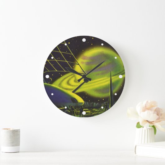 wetenschapsketen Neon Green Planet w Rings Grote Klok (Huis)