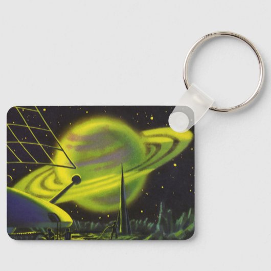 wetenschapsketen Neon Green Planet w Rings Sleutelhanger (Voorkant)