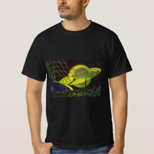  wetenschapsketen Neon Green Planet w Rings T-shirt