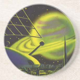 wetenschapsketen Neon Green Planet w Rings Zandsteen Onderzetter