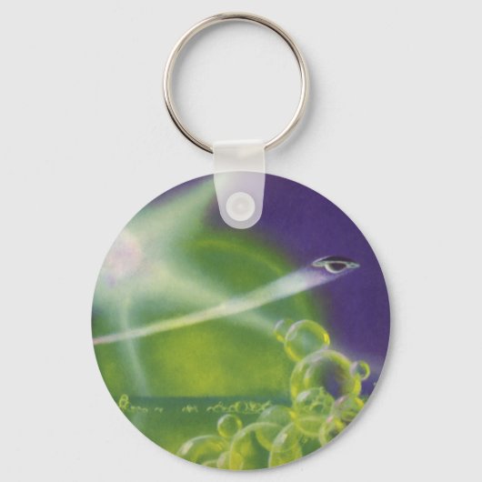  wetenschapsketen Sci Fi Groene Bubble Planet Sleutelhanger (Voorkant)