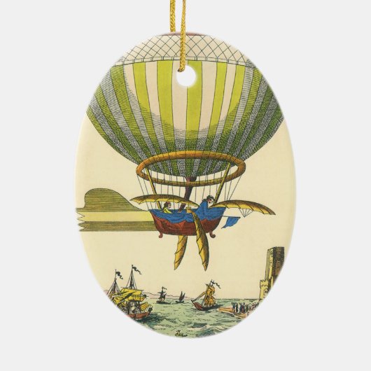 wetenschapsketen Steampunk Hot Air ballon Keramisch Ornament (Achterkant)
