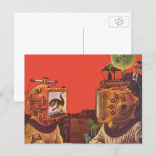 wetenschapskictie, Alien Steam Punk helmen Briefkaart