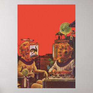  wetenschapskictie, Alien Steam Punk helmen Poster