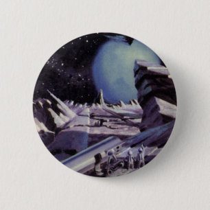 wetenschapskictie, Aliens op maan in ruimte Ronde Button 5,7 Cm