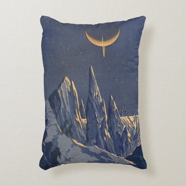  wetenschapskictie, Crescent Moon Snow Planet Accent Kussen (Voorkant(Verticaal))