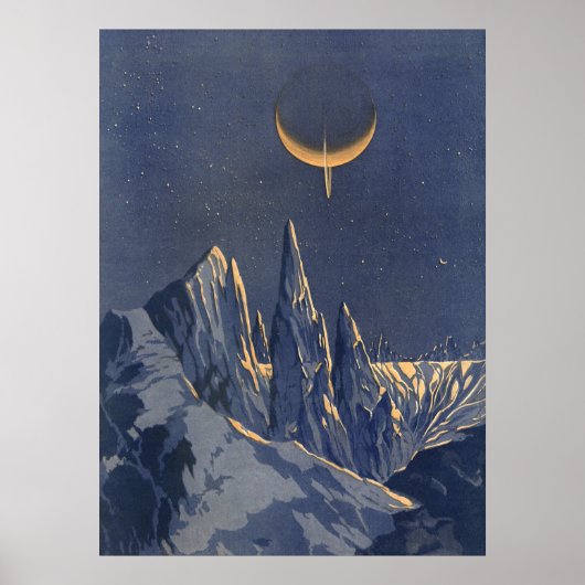  wetenschapskictie, Crescent Moon Snow Planet Poster (Voorkant)