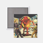  wetenschapskictie, Sci Fi Alien Attacking Magneet (Voorkant / Achterkant)