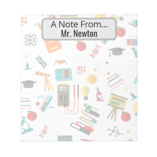 Wetenschapsleraar Gepersonaliseerde gedrukte appel Notitieblok