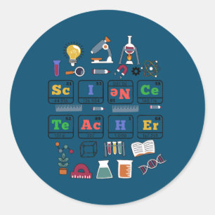 Wetenschapsleraar Periodieke Tafelchemie-elementen Ronde Sticker