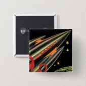  wetenschapsmaterij Scheepswerf door ruimtesterren Vierkante Button 5,1 Cm (Voorkant /achterkant)