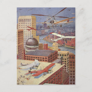  Wetenschapsstad, Victoriaans Steam Punk Briefkaart