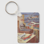  Wetenschapsstad, Victoriaans Steam Punk Sleutelhanger (Voorkant)