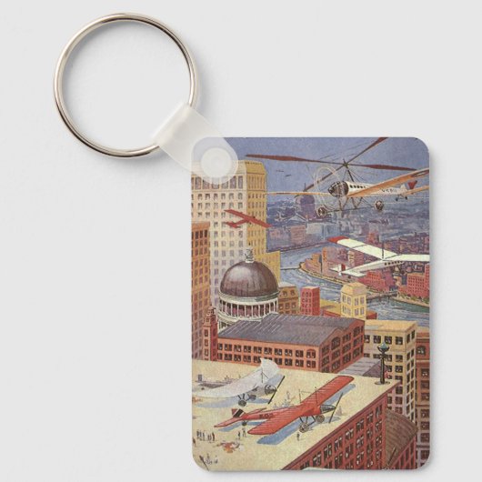  Wetenschapsstad, Victoriaans Steam Punk Sleutelhanger (Voorkant)