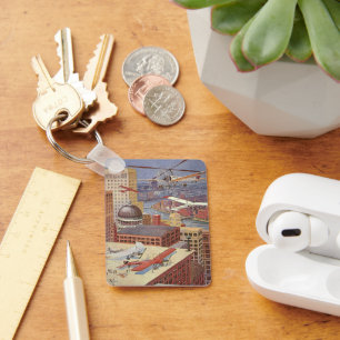  Wetenschapsstad, Victoriaans Steam Punk Sleutelhanger